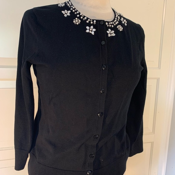 Cable & Gauge Rhinestone Black Cardigan - Picture 5 of 6